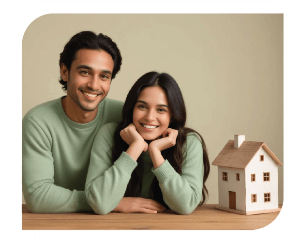 Happy family in new home