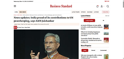 Press coverage by News updates: India proud of its contributions to UN peacekeeping, says EAM Jaishankar