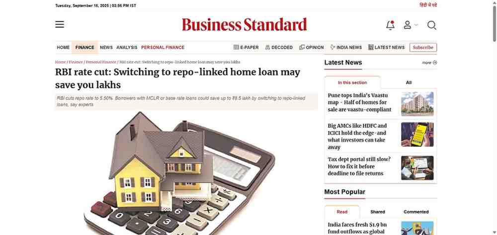 Press coverage by RBI rate cut: Switching to repo-linked home loan may save you lakhs