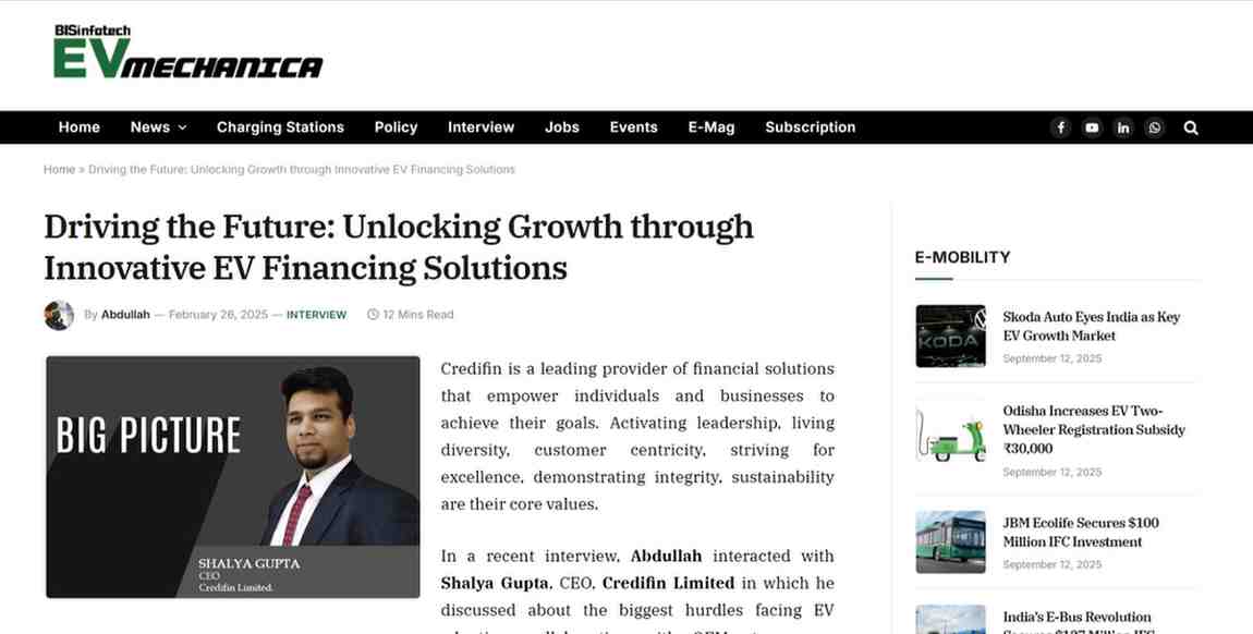 Press coverage by Driving the Future: Unlocking Growth through Innovative EV Financing Solutions