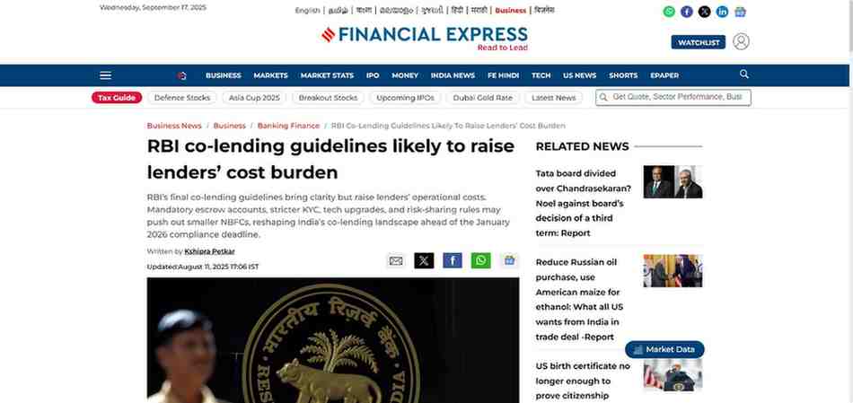 Press coverage by RBI co-lending guidelines likely to raise lenders’ cost burden