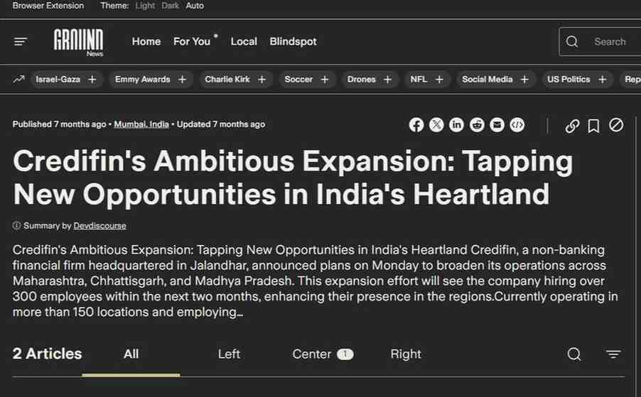 Press coverage by Credifin's Ambitious Expansion: Tapping New Opportunities in India's Heartland