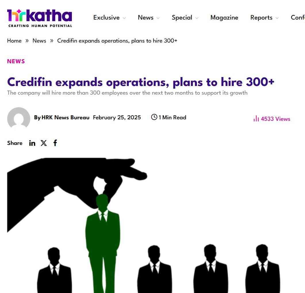 Press coverage by Credifin expands operations, plans to hire 300+