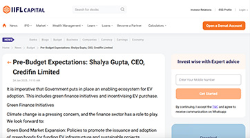 Press coverage by Pre-Budget Expectations: Shalya Gupta, CEO, Credifin Limited