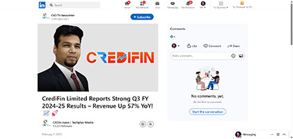 Press coverage by CrediFin Limited Reports Strong Q3 FY 2024-25 Results – Revenue Up 57% YoY!