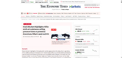 Press coverage by Stock Market Highlights: Nifty stalls at resistance, selling pressure hints at potential downturn. What's next on D-St