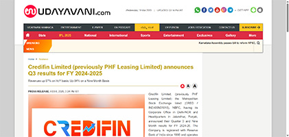 Press coverage by Credifin Limited (previously PHF Leasing Limited) announces Q3 results for FY 2024-2025